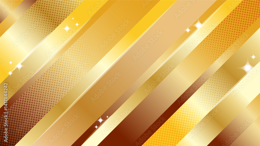 Poster gold dynamic vector background with diagonal lines and halftone texture. perfect for energetic layou