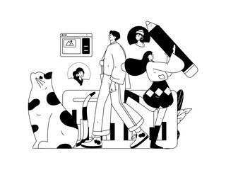 Flat vector illustration of business people operating work scene
