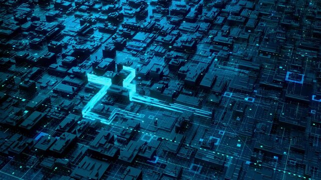 4K Big Data Processing Environment: Circuit Board Architecture Animation | Neural Engine CPU Network | Data Transfer Technology Loop Video