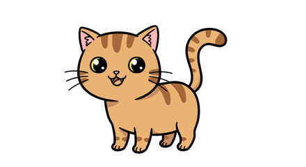 Cute cartoon cat smiling on a white background  kawaii style
