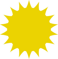 Sun icon set. Yellow sun star icons or logo collection. Summer, sunlight, sunset, sunburst.