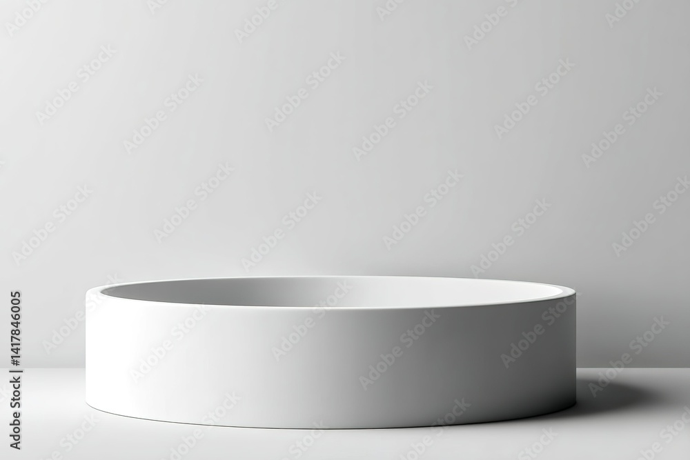 Poster modern circular pedestal on a minimalist background creating a sleek aesthetic in an indoor setting