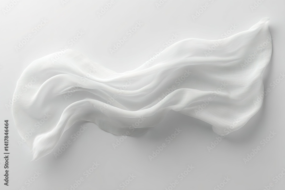 Poster flowing white fabric gracefully draped on a light background creating an elegant and serene atmosphe
