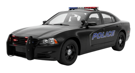Isolated Black Police Car Law Enforcement Vehicle