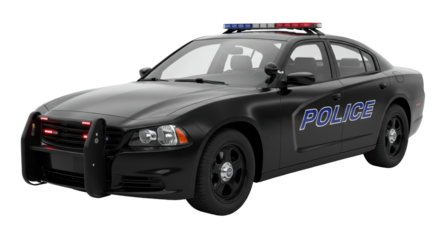 Isolated Black Police Car Law Enforcement Vehicle