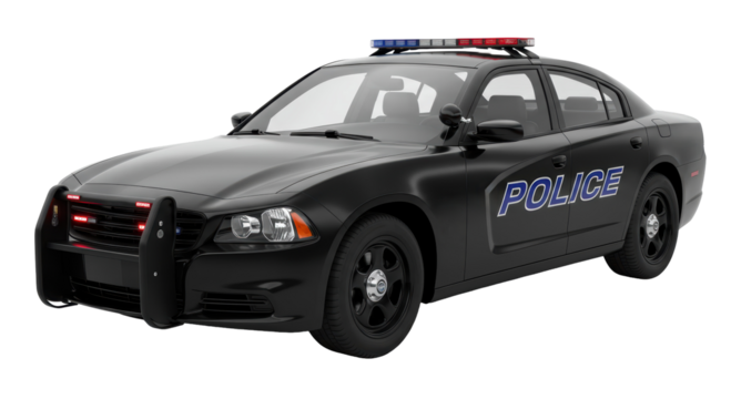Isolated Black Police Car Law Enforcement Vehicle