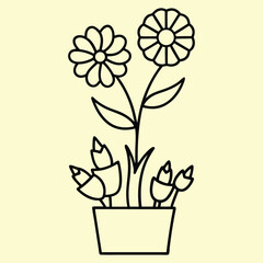 Simple minimalist flower line art
