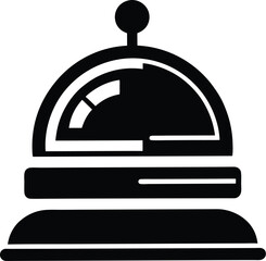 Fototapeta premium Hotel bell silhouette, hotel bell icon isolated on white background, Service bell vector, Reception bell silhouette 
