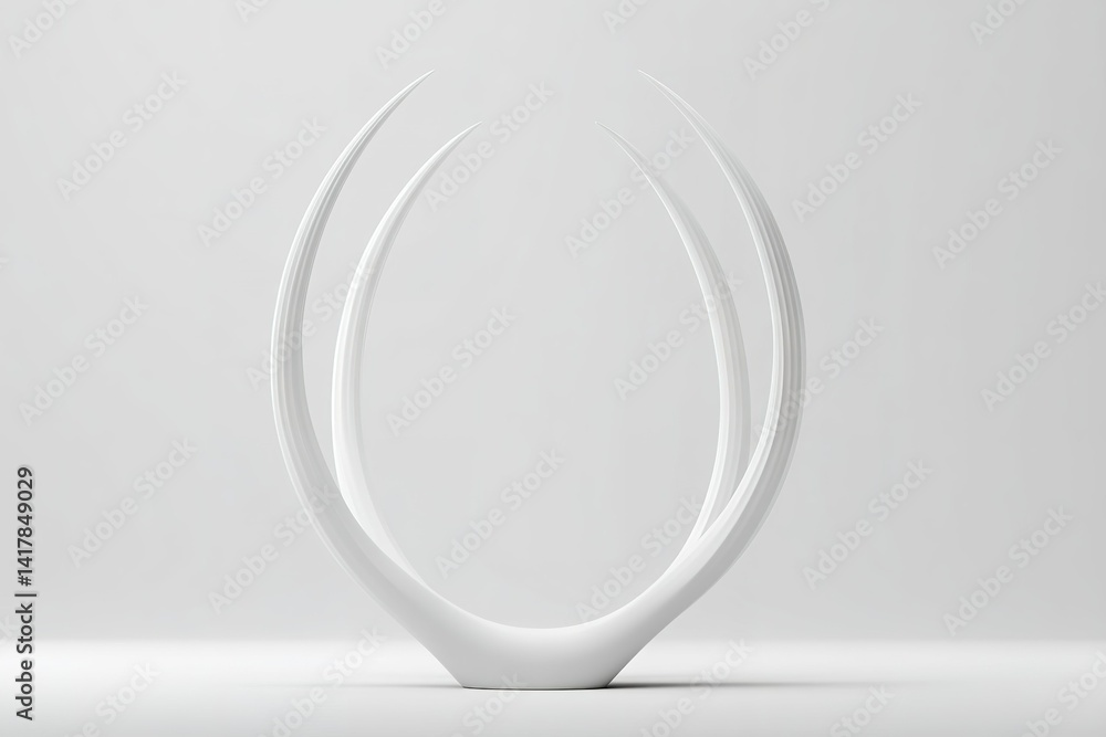 Poster sculpture featuring elegant contours in white design with minimalist appearance and smooth textures 