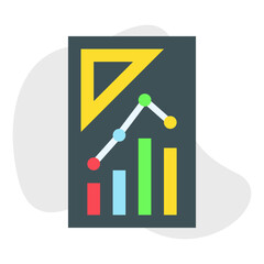 Set Square and Graph single vector illustration icon