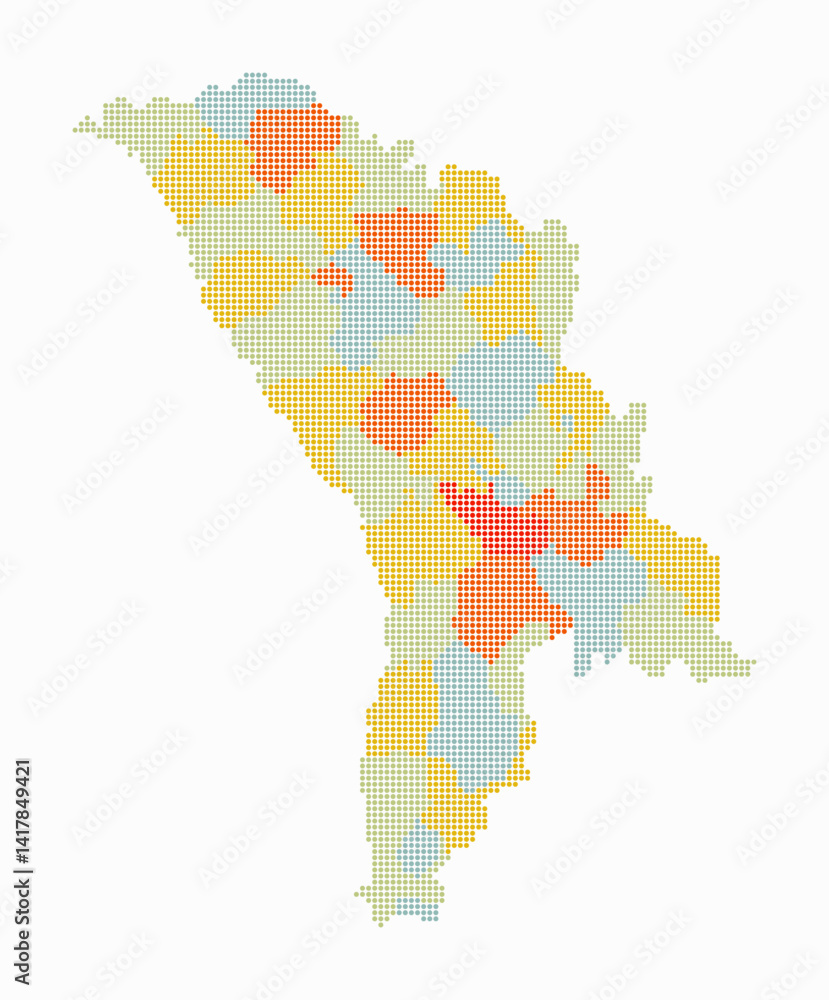 Poster moldova dotted map. digital style map of the country on white background. moldova shape with circle 