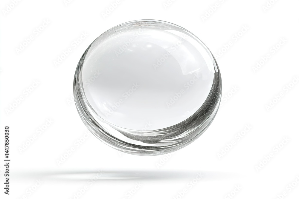 Aufkleber clear glass sphere floating above a subtle shadow on a light background showcasing a minimalist desi