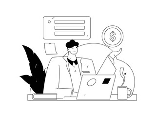 Flat vector illustration of business people operating work scene
