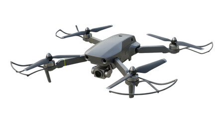 Isolated Realistic Drone with Camera Ready for Aerial Surveillance