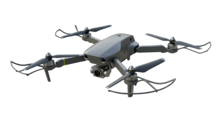 Isolated Realistic Drone with Camera Ready for Aerial Surveillance