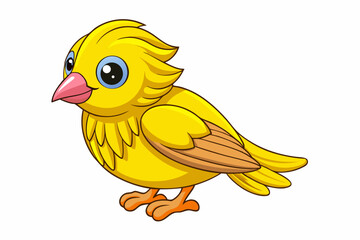 Cute Bird Vector Line Art – Cartoon Clipart Animal Logo Icon on White Background