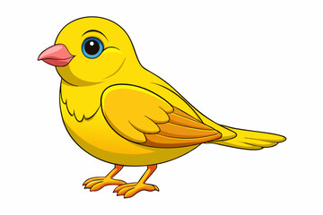 Cute Bird Vector Line Art – Cartoon Clipart Animal Logo Icon on White Background