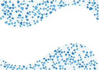 ハート柄の背景 青系の3色 フチと単色 ハート