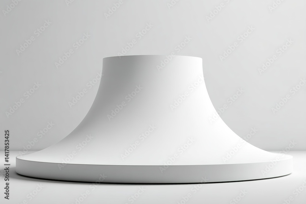 Poster minimalist white pedestal displayed in an empty modern studio setting