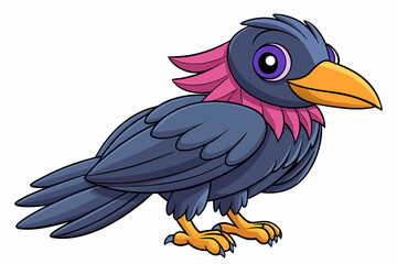 Cute Bird Vector Line Art – Cartoon Clipart Animal Logo Icon on White Background