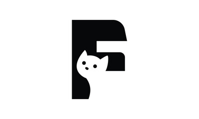 Cat and added letter F logo design for your business