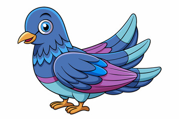Cute Bird Vector Line Art – Cartoon Clipart Animal Logo Icon on White Background