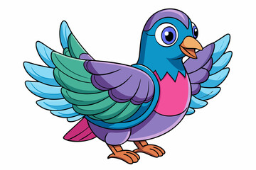 Cute Bird Vector Line Art – Cartoon Clipart Animal Logo Icon on White Background