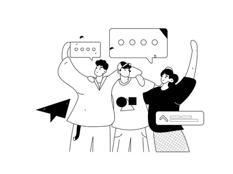 Flat vector illustration of business people operating work scene
