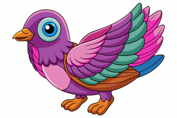 Cute Bird Vector Line Art – Cartoon Clipart Animal Logo Icon on White Background