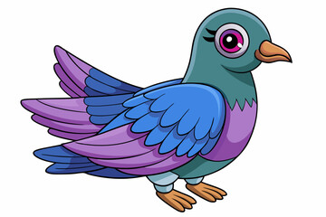 Cute Bird Vector Line Art – Cartoon Clipart Animal Logo Icon on White Background