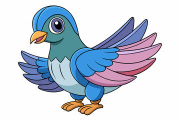 Cute Bird Vector Line Art – Cartoon Clipart Animal Logo Icon on White Background