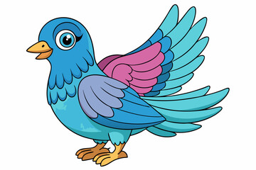 Cute Bird Vector Line Art – Cartoon Clipart Animal Logo Icon on White Background