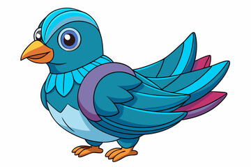 Cute Bird Vector Line Art – Cartoon Clipart Animal Logo Icon on White Background
