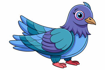 Cute Bird Vector Line Art – Cartoon Clipart Animal Logo Icon on White Background