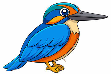 Cute Bird Vector Line Art – Cartoon Clipart Animal Logo Icon on White Background