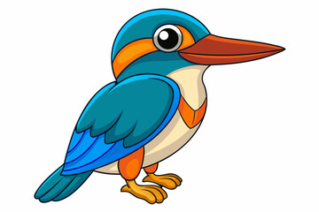 Cute Bird Vector Line Art – Cartoon Clipart Animal Logo Icon on White Background