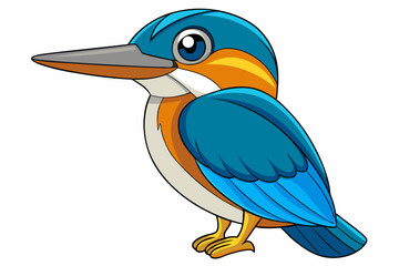 Cute Bird Vector Line Art – Cartoon Clipart Animal Logo Icon on White Background