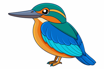 Cute Bird Vector Line Art – Cartoon Clipart Animal Logo Icon on White Background