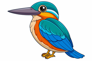 Cute Bird Vector Line Art – Cartoon Clipart Animal Logo Icon on White Background