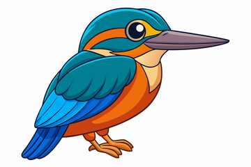 Cute Bird Vector Line Art – Cartoon Clipart Animal Logo Icon on White Background