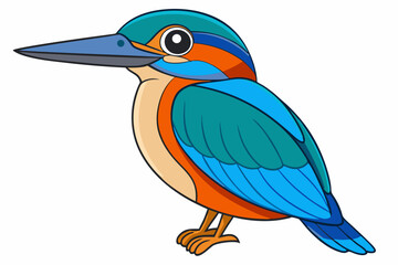 Fototapeta premium Cute Bird Vector Line Art – Cartoon Clipart Animal Logo Icon on White Background