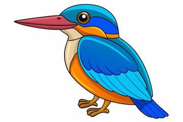 Cute Bird Vector Line Art – Cartoon Clipart Animal Logo Icon on White Background