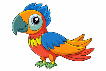 Cute Bird Vector Line Art – Cartoon Clipart Animal Logo Icon on White Background