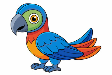 Cute Bird Vector Line Art – Cartoon Clipart Animal Logo Icon on White Background