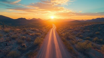 Fototapeta premium Desert Road Sunset Vista