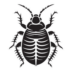 Clinging Bed Bug silhouette, tightly attached to fabric – Bed Bug illustration – Minimalist Bed Bug vector – Insect silhouette


