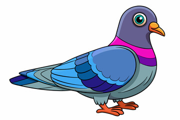 Cute Bird Vector Line Art – Cartoon Clipart Animal Logo Icon on White Background