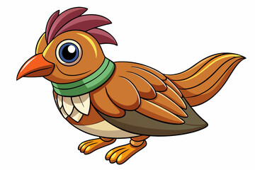 Cute Bird Vector Line Art – Cartoon Clipart Animal Logo Icon on White Background