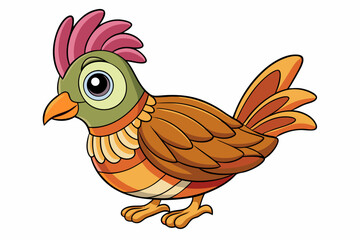 Cute Bird Vector Line Art – Cartoon Clipart Animal Logo Icon on White Background