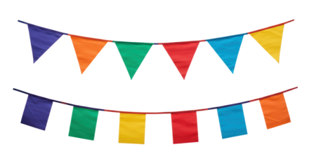 Isolated Colorful Triangle Flags Garland Hanging Decoration